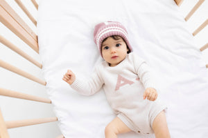 
                  
                    Load image into Gallery viewer, BABY ALPHABET ROMPER - Misty Rose
                  
                