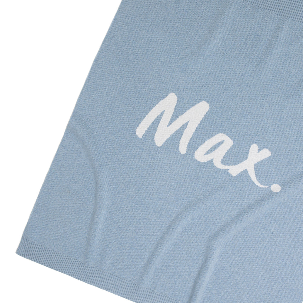 Dream Blue Marl & Ivory Personalized Name Blanket