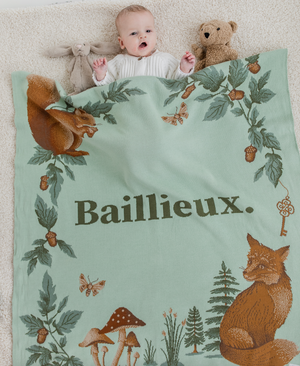 
                  
                    Load image into Gallery viewer, Fleur Harris Woodlands Jacquard Personalized Name Blanket
                  
                