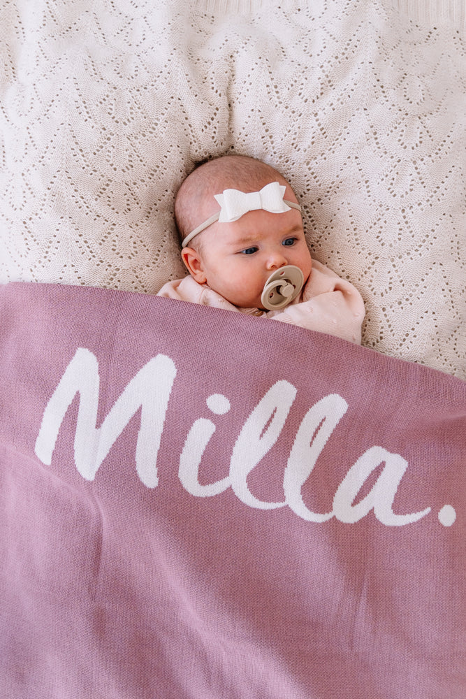 
                  
                    Load image into Gallery viewer, Rose Bloom &amp;amp; Ivory Personalized Name Blanket
                  
                
