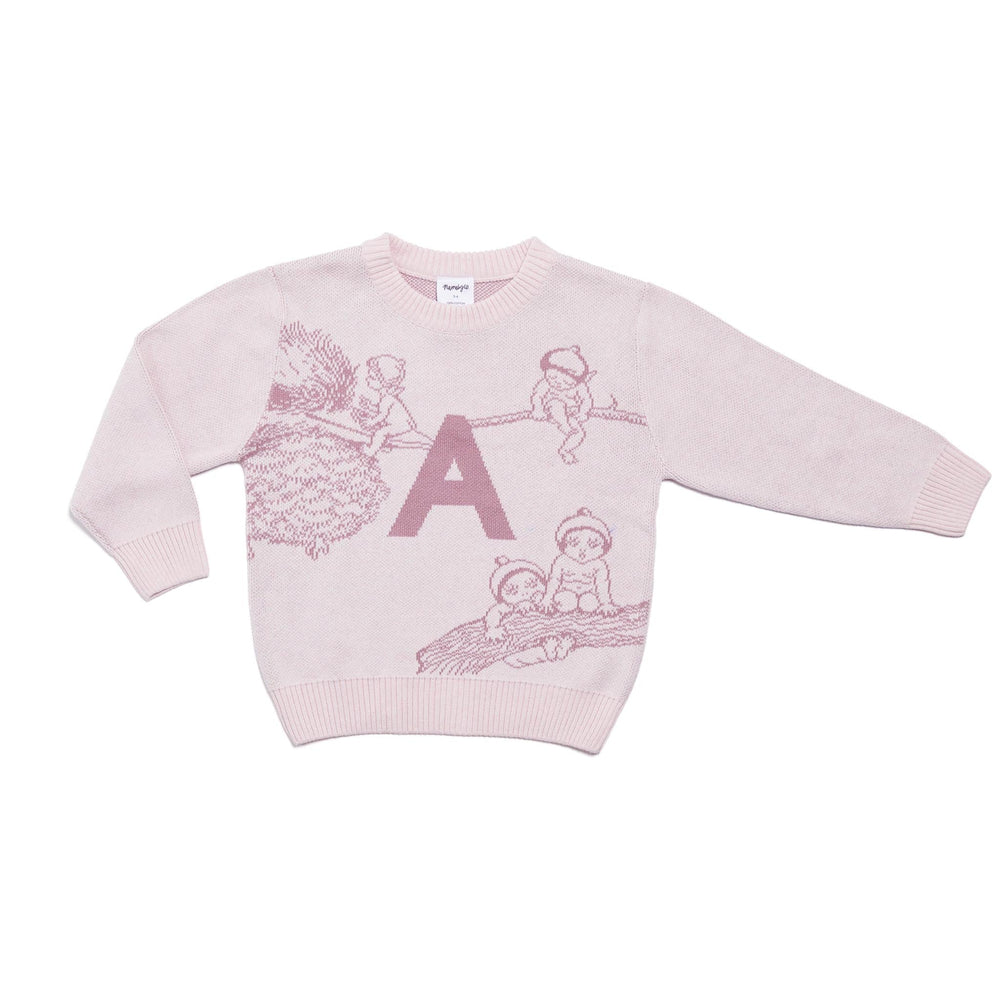 MAY GIBBS Alphabet Jumper Pearl Blush and Pink Rose
